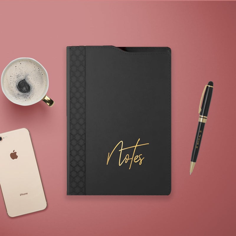 Canopy Street Black Notes Padfolio And Pen Set/Two Piece Journal Writing Stationery Set/Faux Leather Folio Notebook With Black And Gold Pen - Image 5